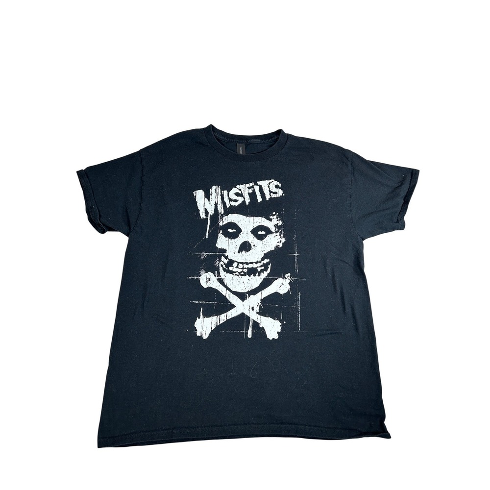 Misfits Band T-Shirt Mens Large Black Skull Crossbones Graphic Gildan Cotton